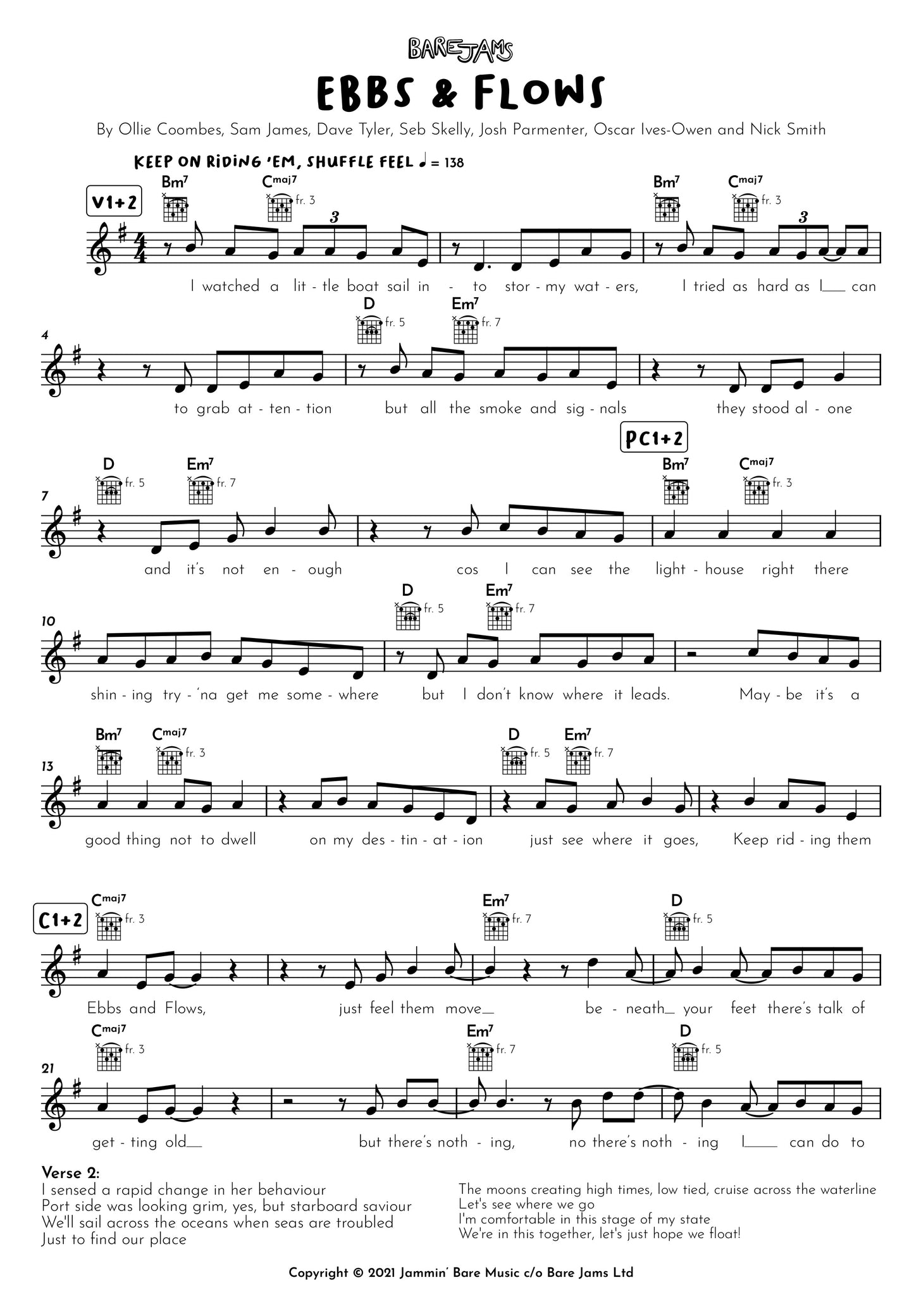 Ebbs & Flows - Sheet Music, Lyrics & Backing Tracks