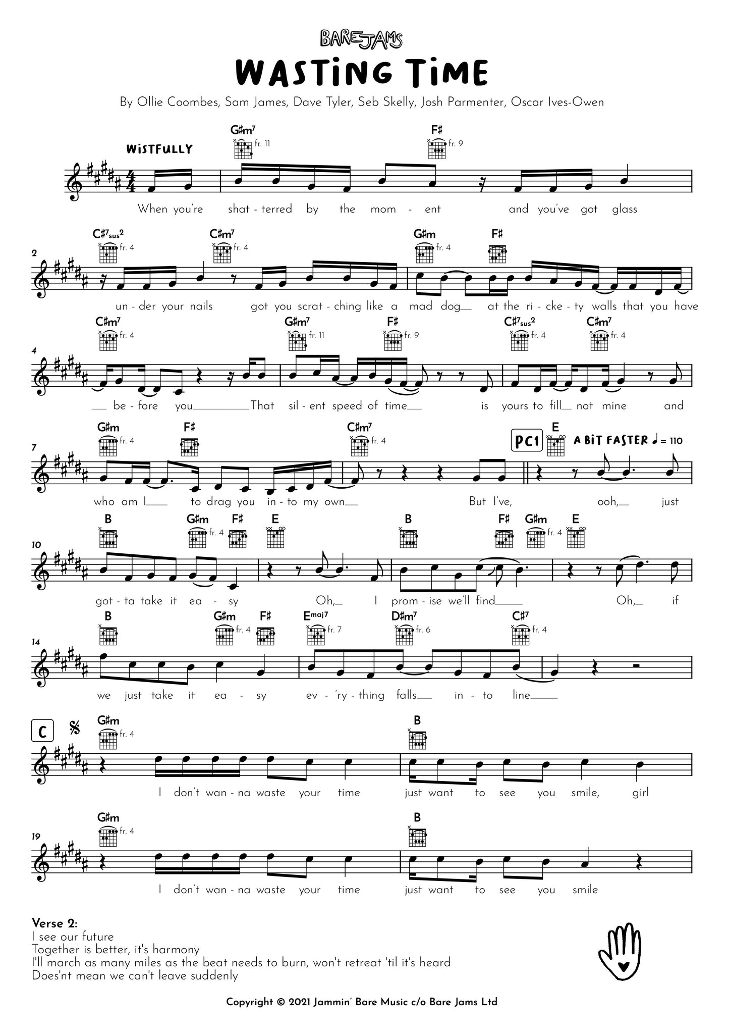Wasting Time - Sheet Music, Lyrics & Backing Tracks