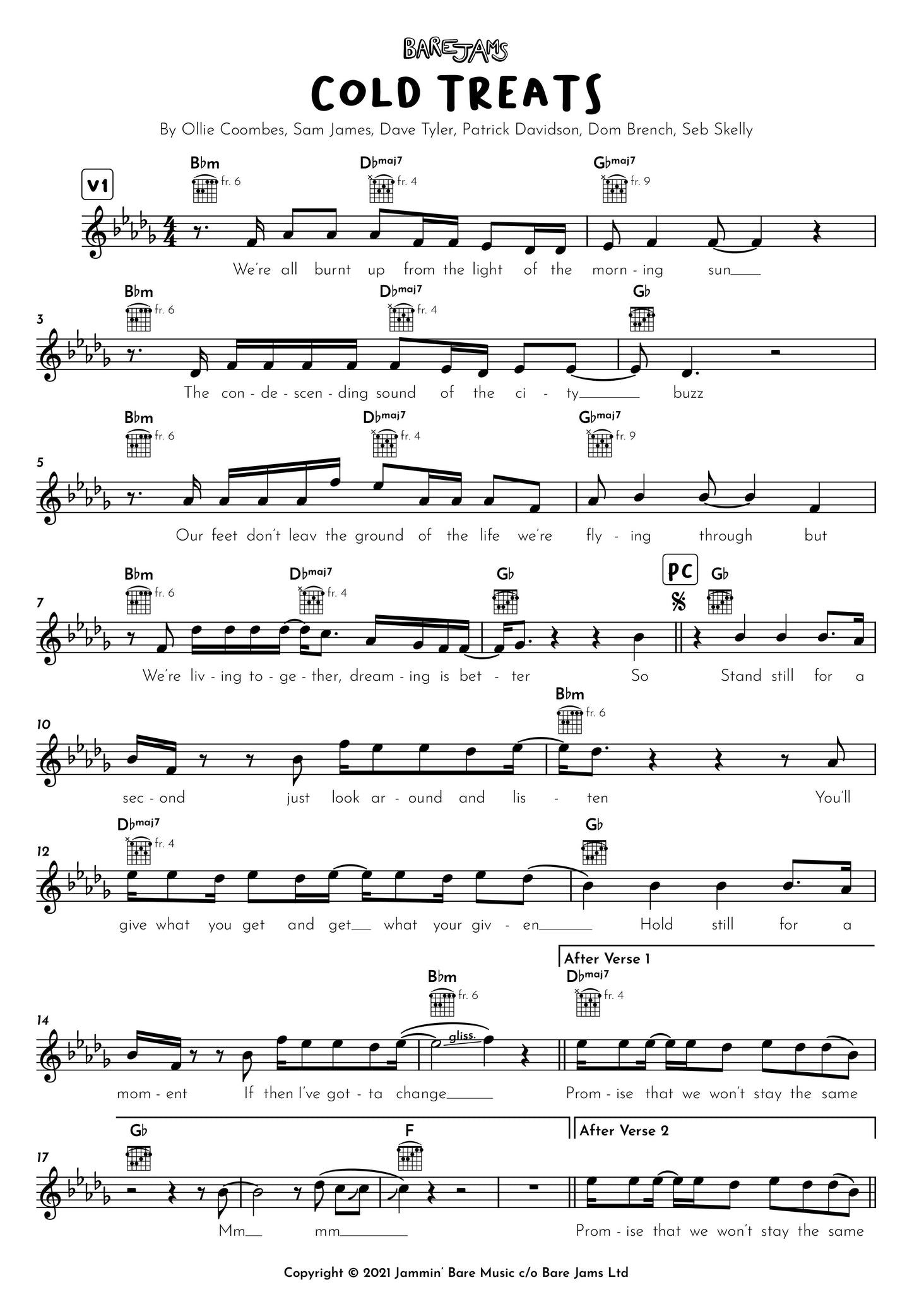 Cold Treats - Sheet Music, Lyrics & Backing Tracks