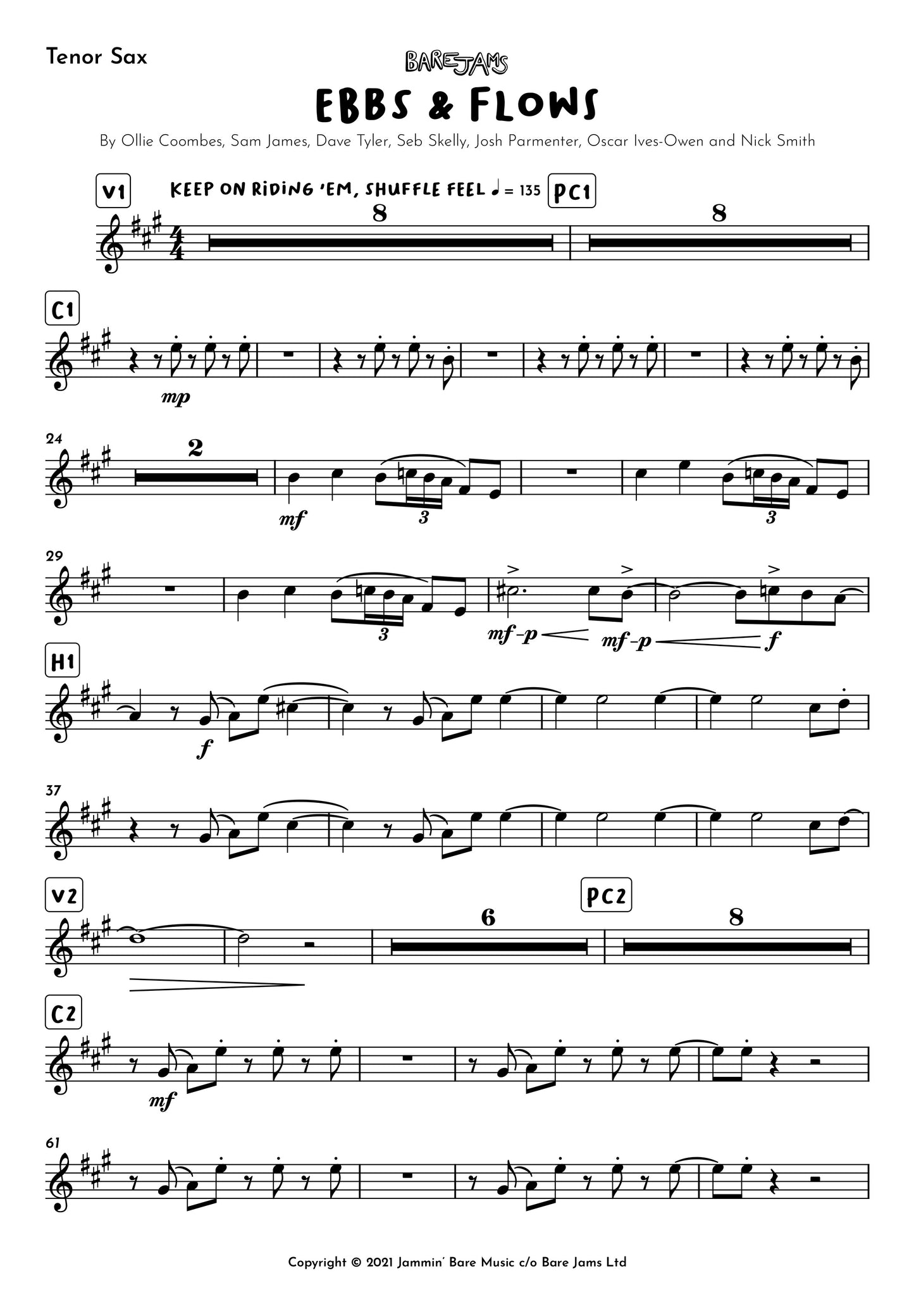 Ebbs & Flows Tenor Saxophone Sheet Music