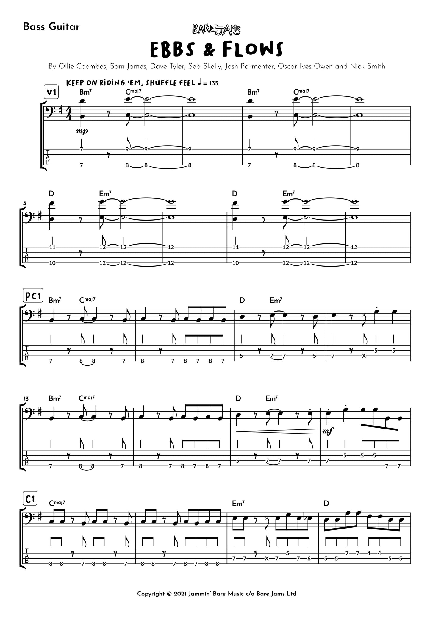 Ebbs & Flows Bass Guitar Sheet Music