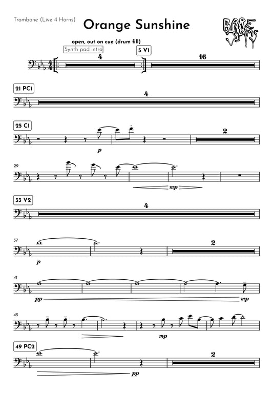 Orange Sunshine Trombone Sheet Music