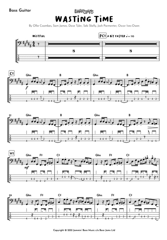 Wasting Time Bass Guitar Sheet Music