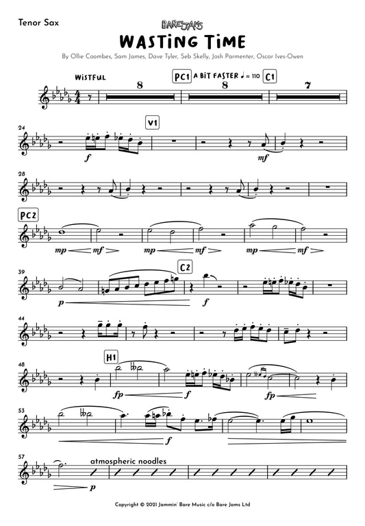 Wasting Time Tenor Saxophone Sheet Music
