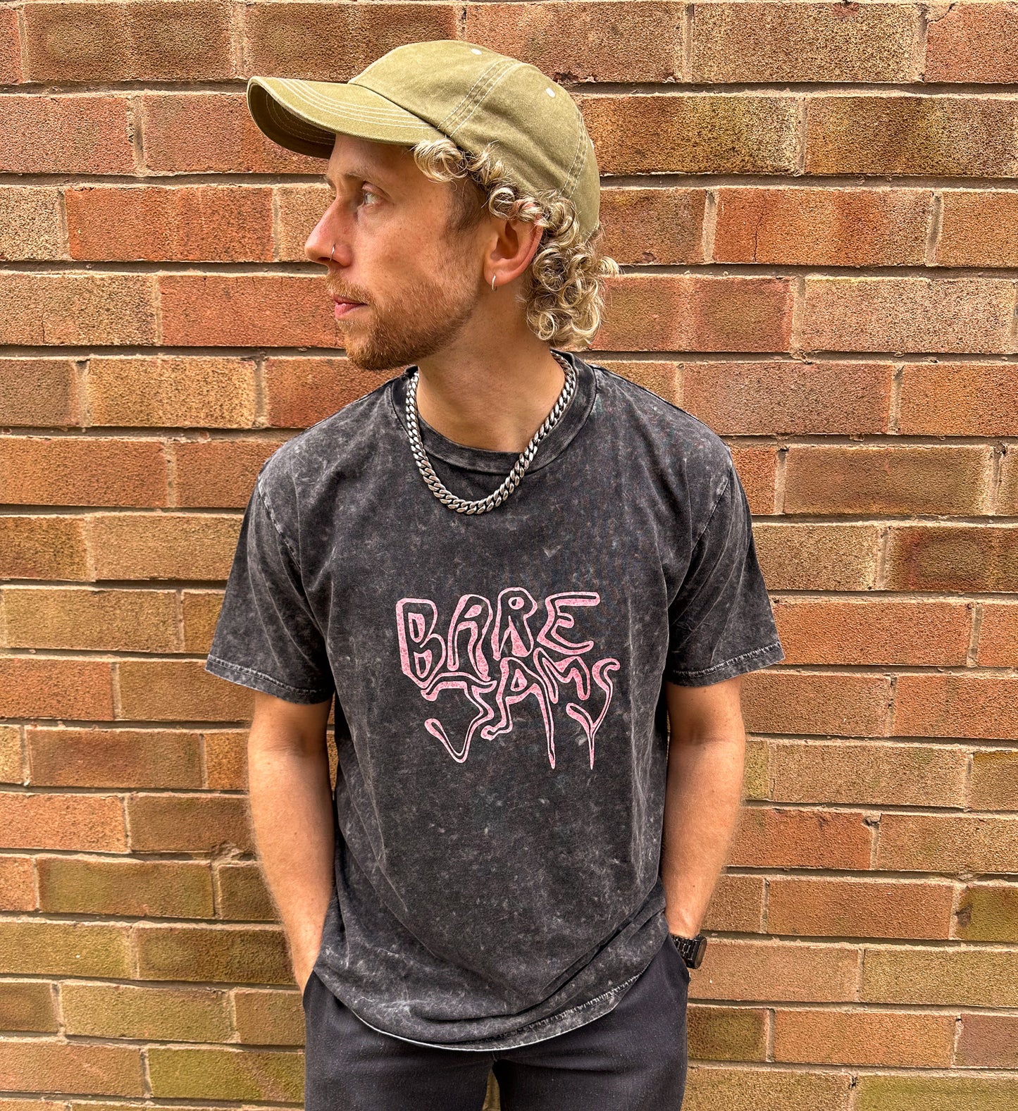 Bare Jams Pink Melted Logo Acid Wash