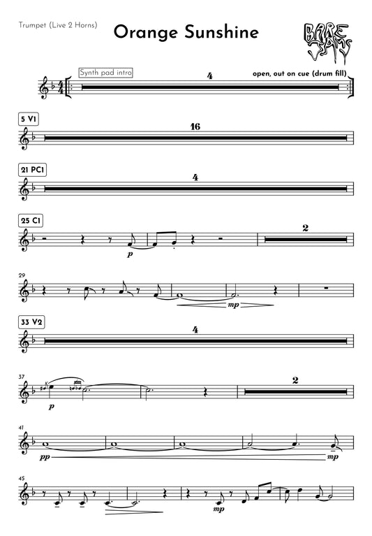 Orange Sunshine Trumpet Sheet Music
